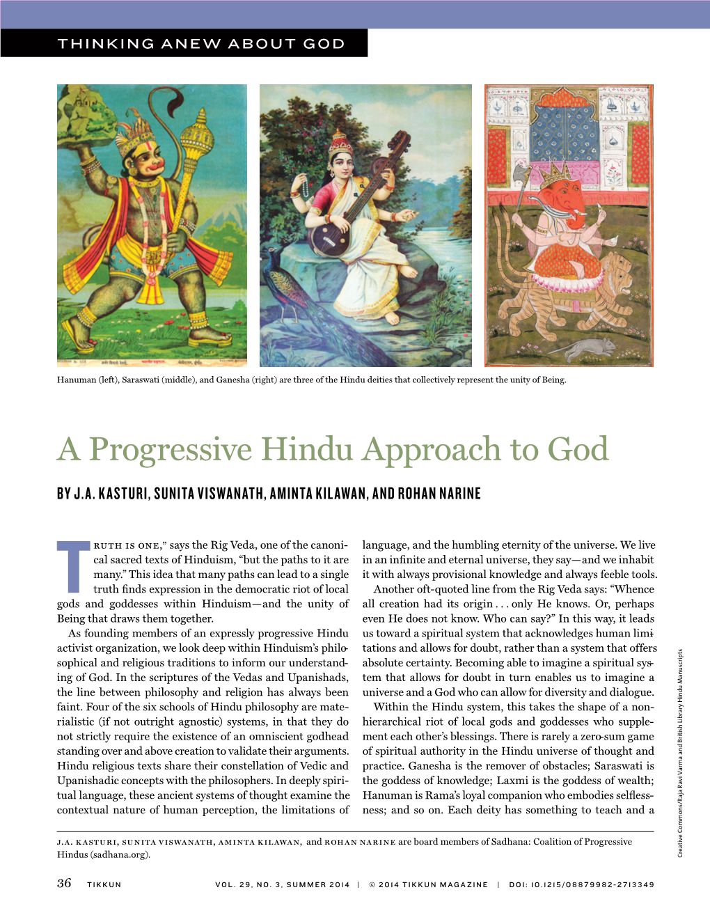 A Progressive Hindu Approach to God by J.A
