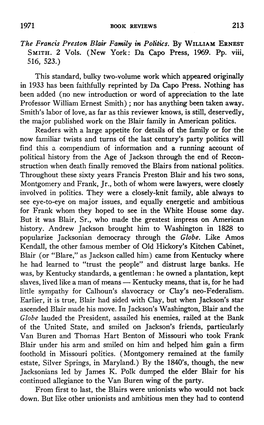 1971 the Francis Preston Blair Family in Politics, by William Ernest Smith