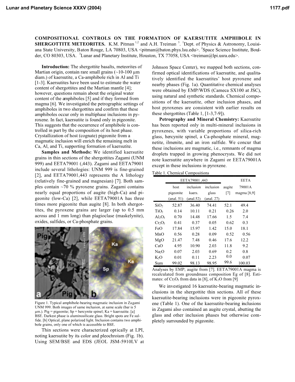 Compositional Controls on the Formation of Kaersutite Amphibole in Shergottite Meteorites