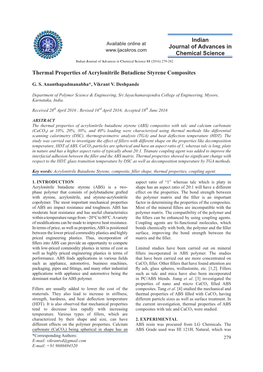 Thermal Properties of Acrylonitrile Butadiene Styrene Composites