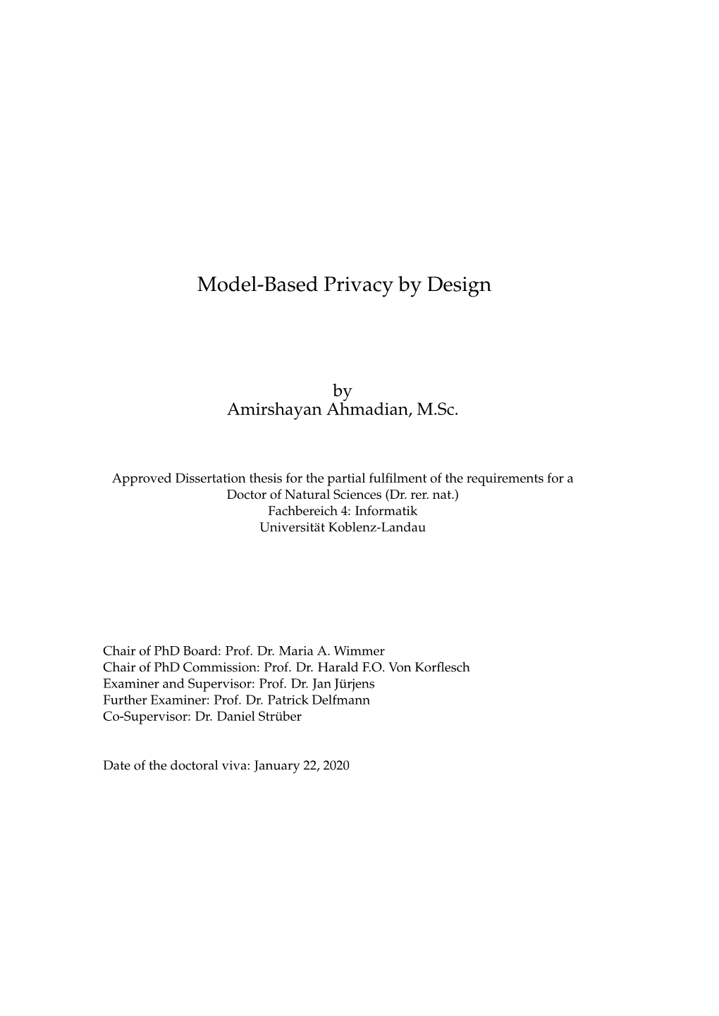 Model-Based Privacy by Design