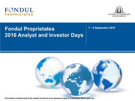 Fondul Proprietatea 2016 Analyst and Investor Days