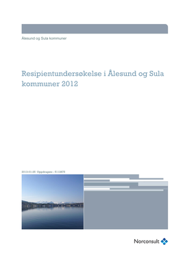 Resipientundersøkelse I Ålesund Og Sula Kommuner 2012