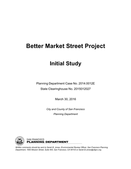 Better Market Street Project Initial Study