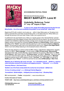 MICKY BARTLETT: Love It!
