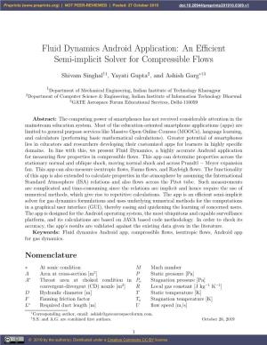 Fluid Dynamics Android Application: an Efficient Semi-Implicit Solver For