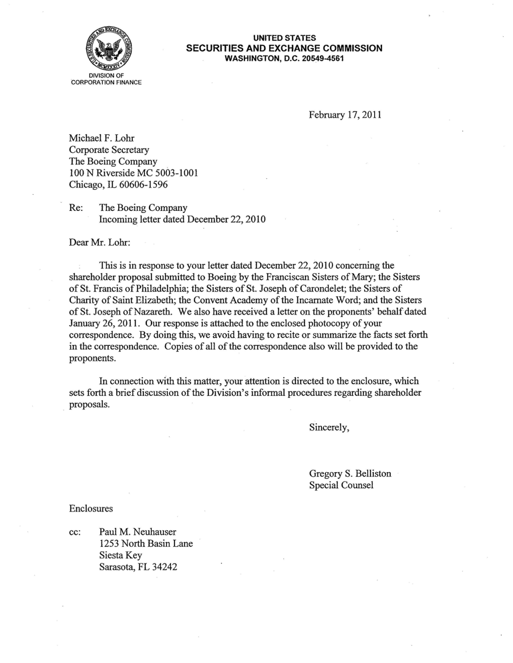 The Boeing Company; Rule 14A-8 No-Action Letter