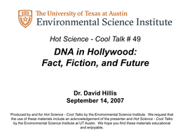 DNA in Hollywood: Fact, Fiction And