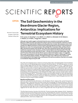 The Soil Geochemistry in the Beardmore Glacier Region, Antarctica