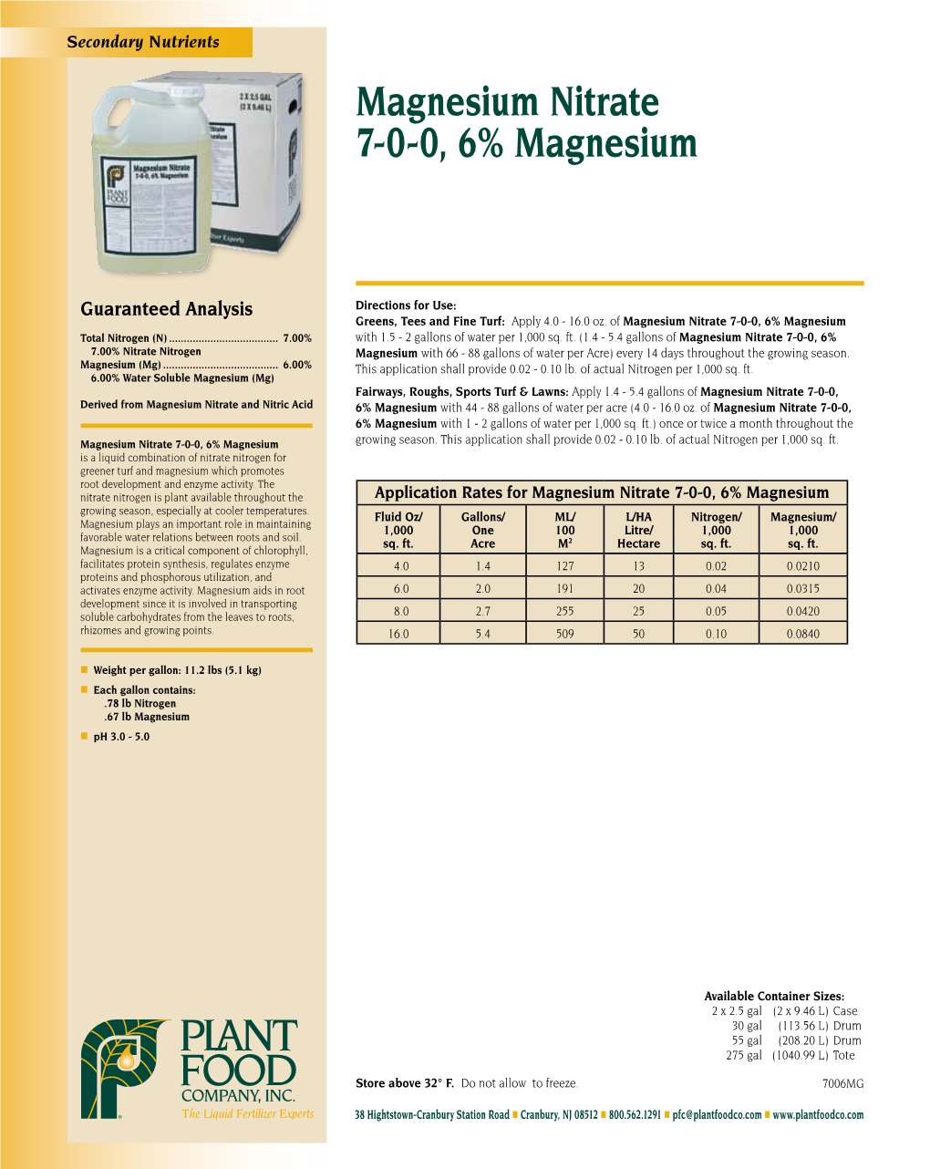 Magnesium Nitrate 7-0-0, 6% Magnesium