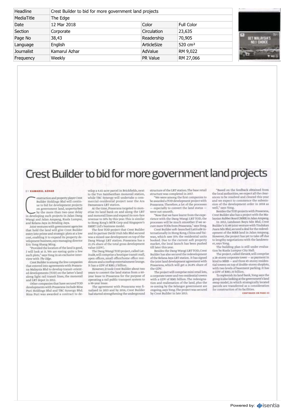 Crest Builder to Bid for More Government Land Projects