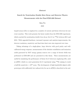 Abstract Search for Neutrinoless Double Beta Decay and Detector