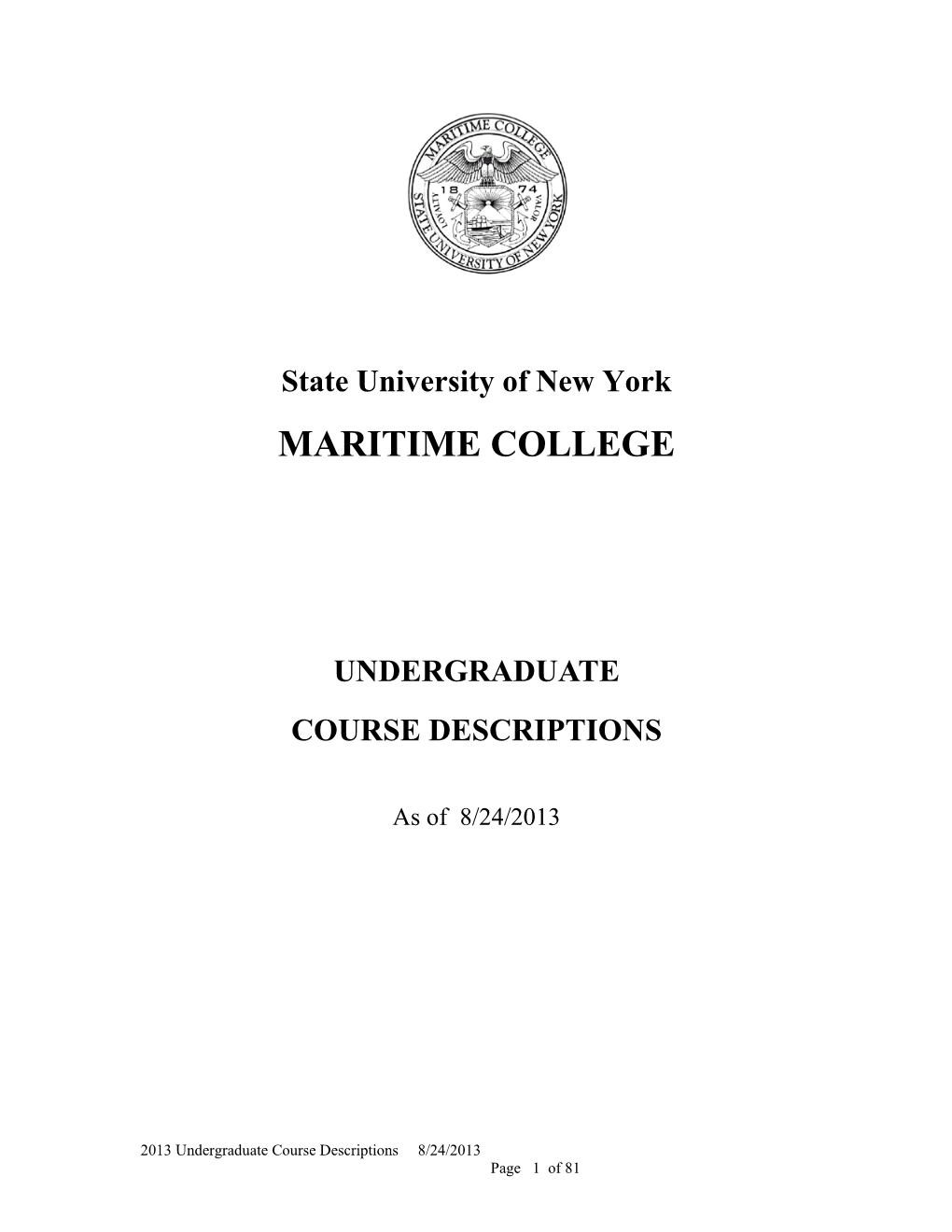 Undergraduate Course Descriptions