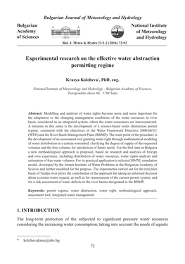 Experimental Research on the Effective Water Abstraction Permitting Regime