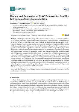 Review and Evaluation of MAC Protocols for Satellite Iot Systems Using Nanosatellites