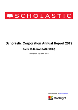 Scholastic Corporation Annual Report 2019