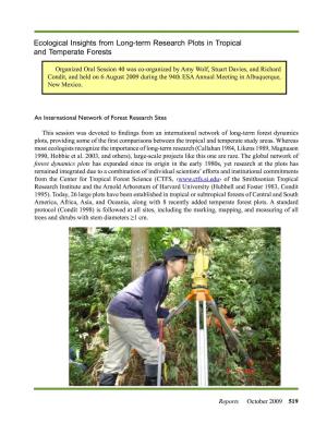 Ecological Insights from Long-Term Research Plots in Tropical and Temperate Forests