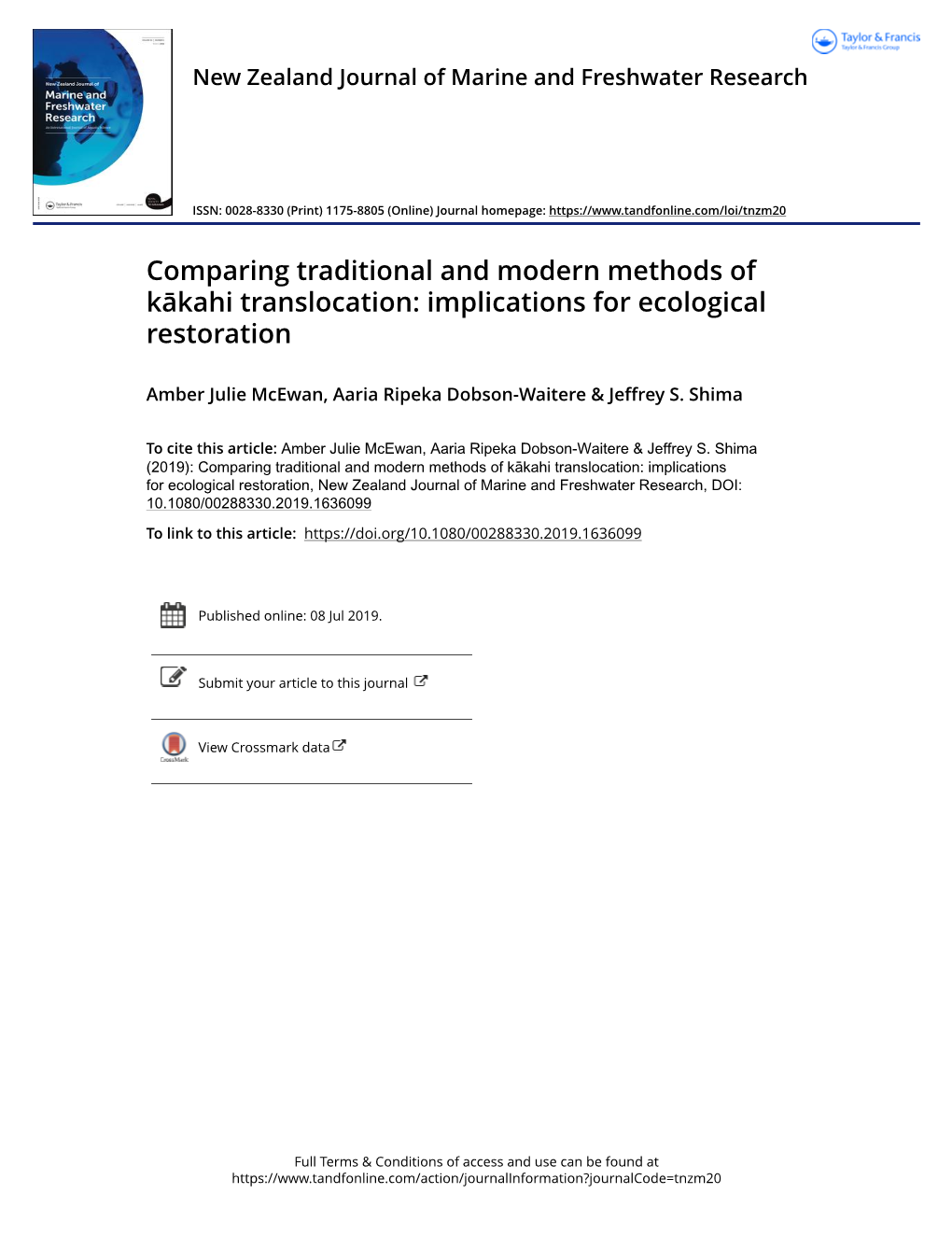 Comparing Traditional and Modern Methods of Kākahi Translocation: Implications for Ecological Restoration