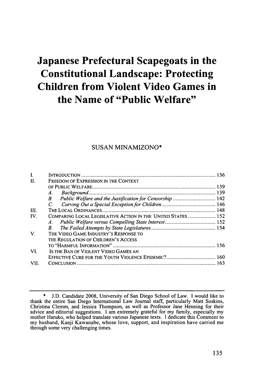 Japanese Prefectural Scapegoats in the Constitutional Landscape: Protecting Children from Violent Video Games in the Name of 