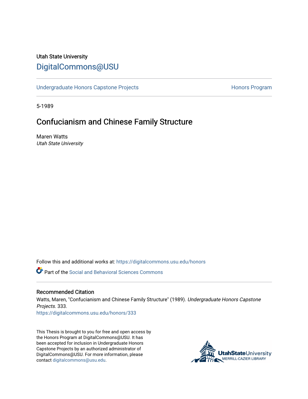 Confucianism and Chinese Family Structure