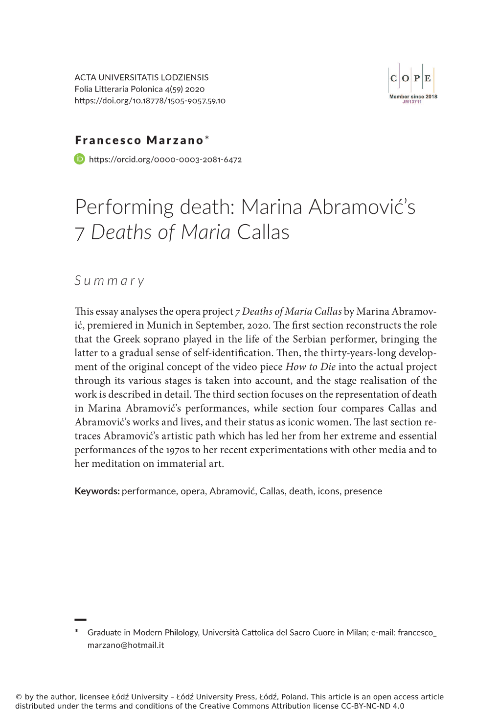 Marina Abramović's 7 Deaths of Maria Callas