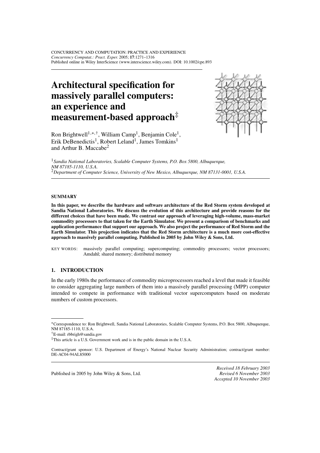 Architectural Specification for Massively