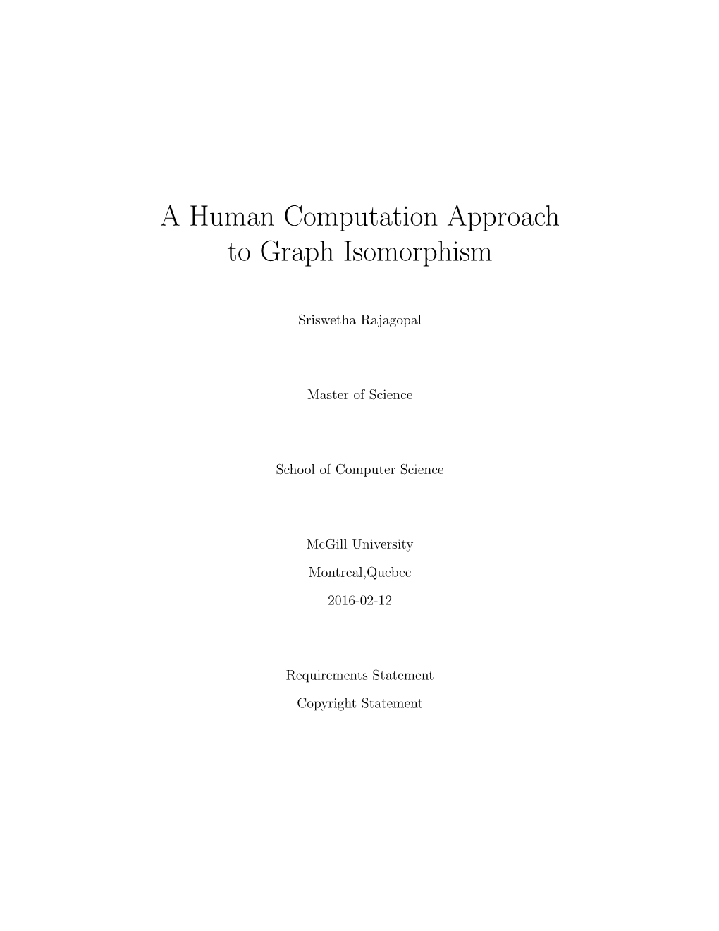 A Human Computation Approach to Graph Isomorphism