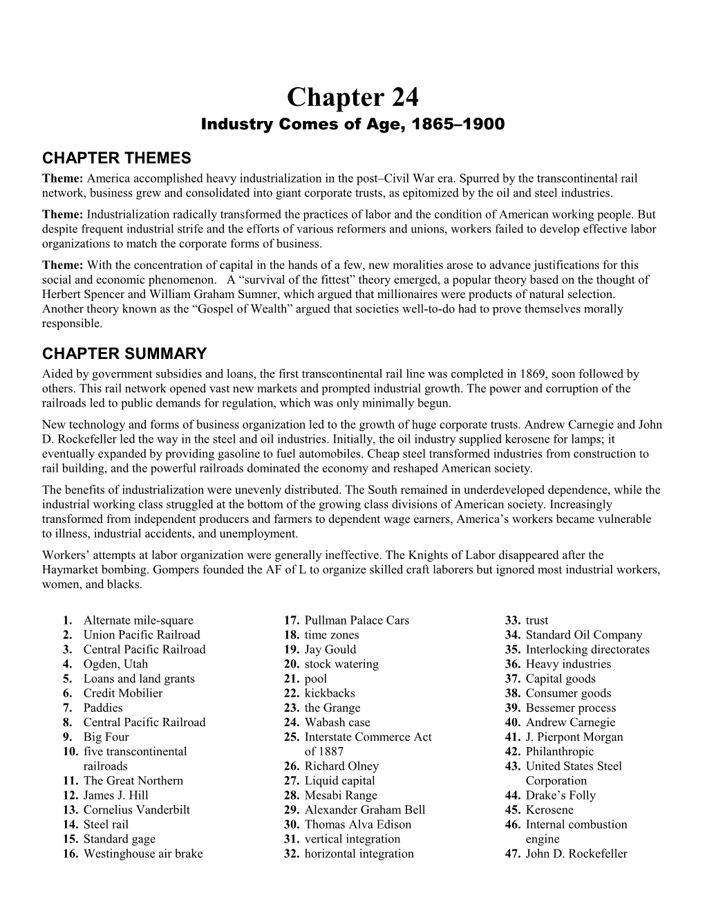 Industry Comes of Age, 1865 1900