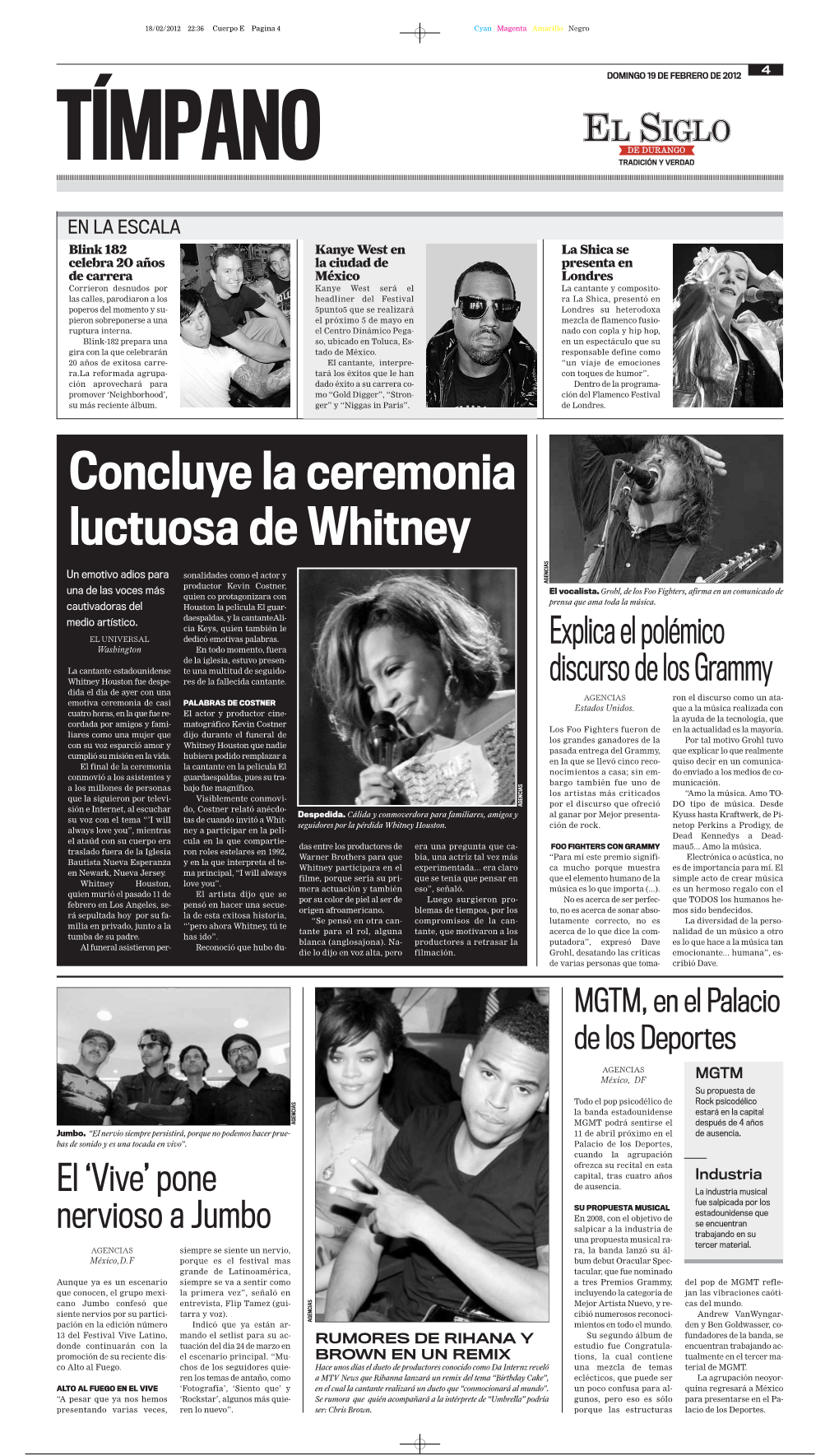 Concluye La Ceremonia Luctuosa De Whitney