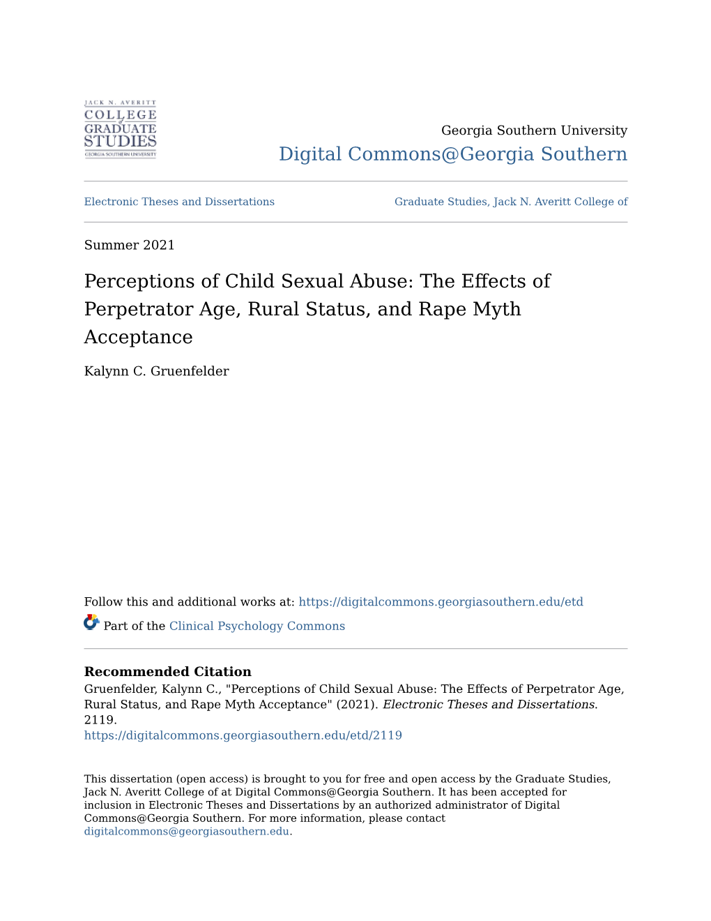 The Effects of Perpetrator Age, Rural Status, and Rape Myth Acceptance