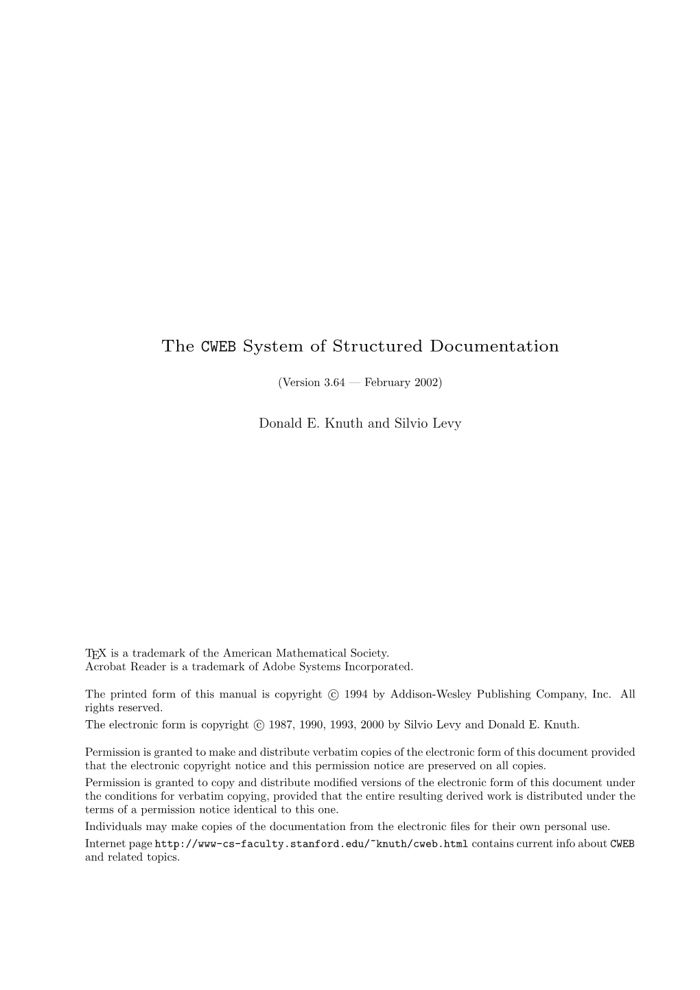 The CWEB System of Structured Documentation