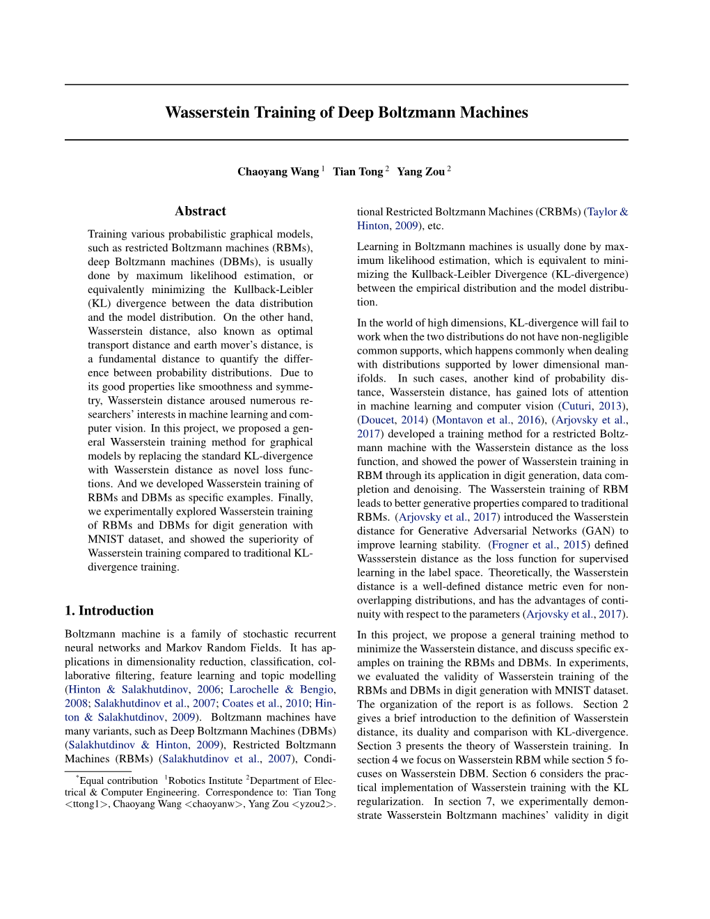 Wasserstein Training of Deep Boltzmann Machines