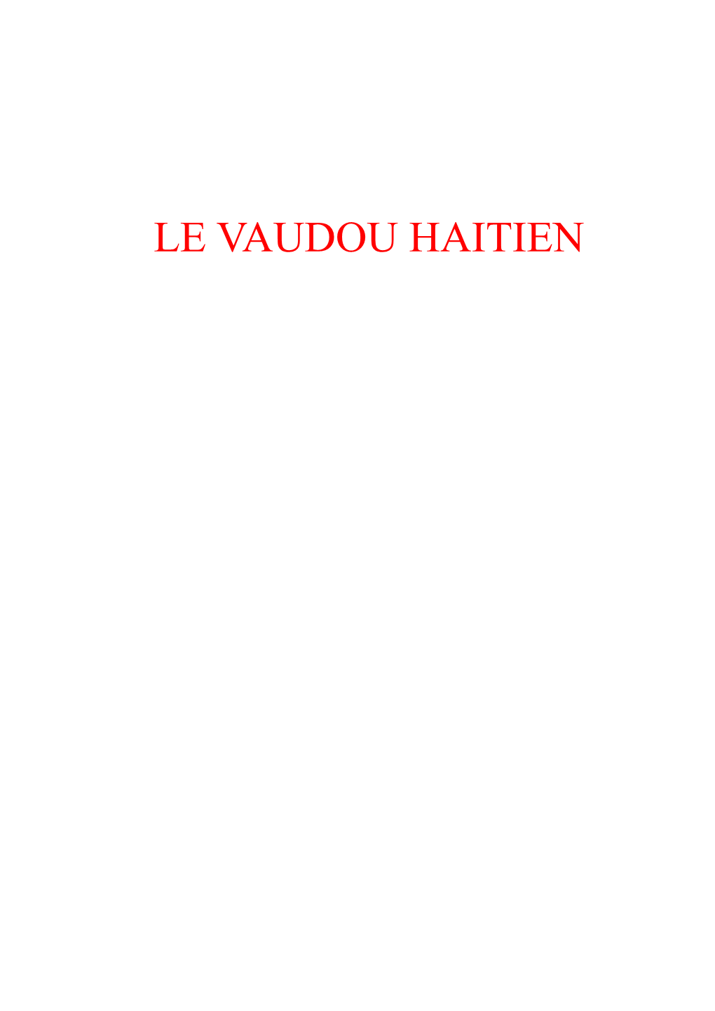 Le Vaudou Haitien