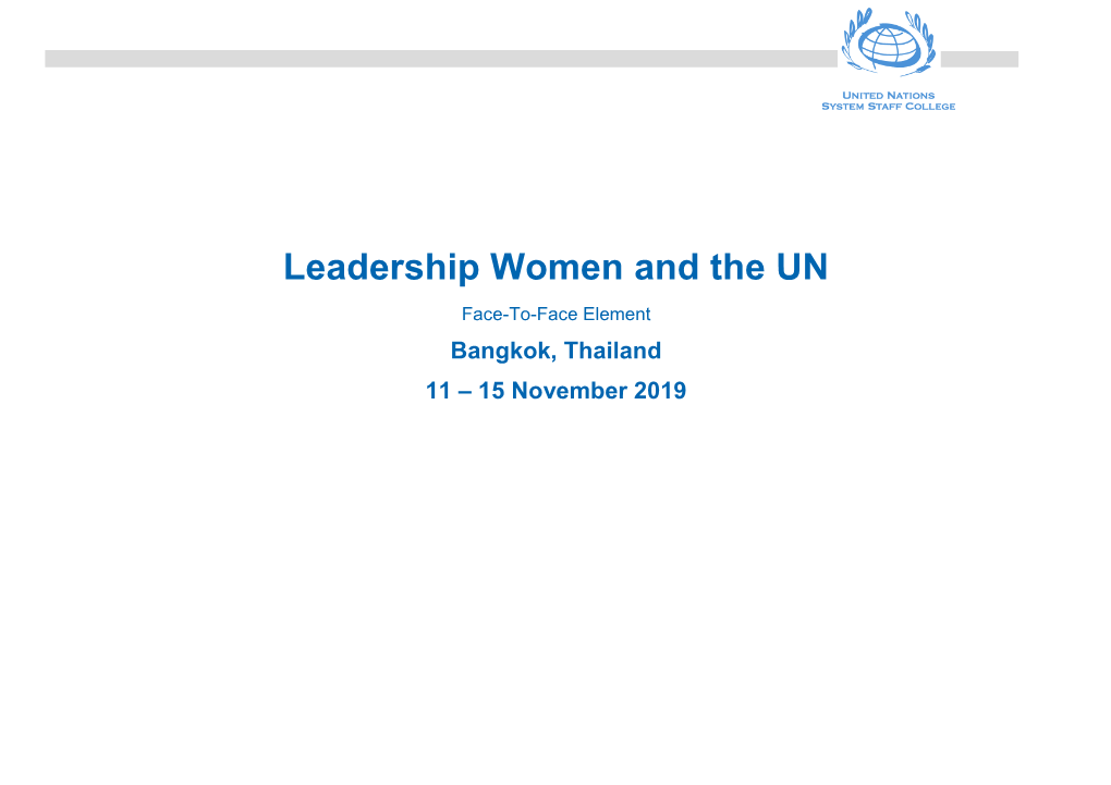 Leadership Women and the UN Face-To-Face Element