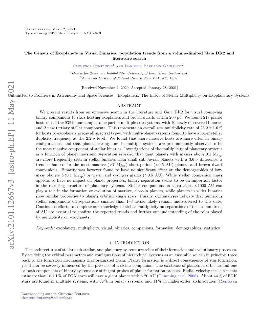 Arxiv:2101.12667V3 [Astro-Ph.EP] 11 May 2021 the Architectures of Stellar, Sub-Stellar, and Planetary Systems Are Relics of Their Formation and Evolutionary Processes