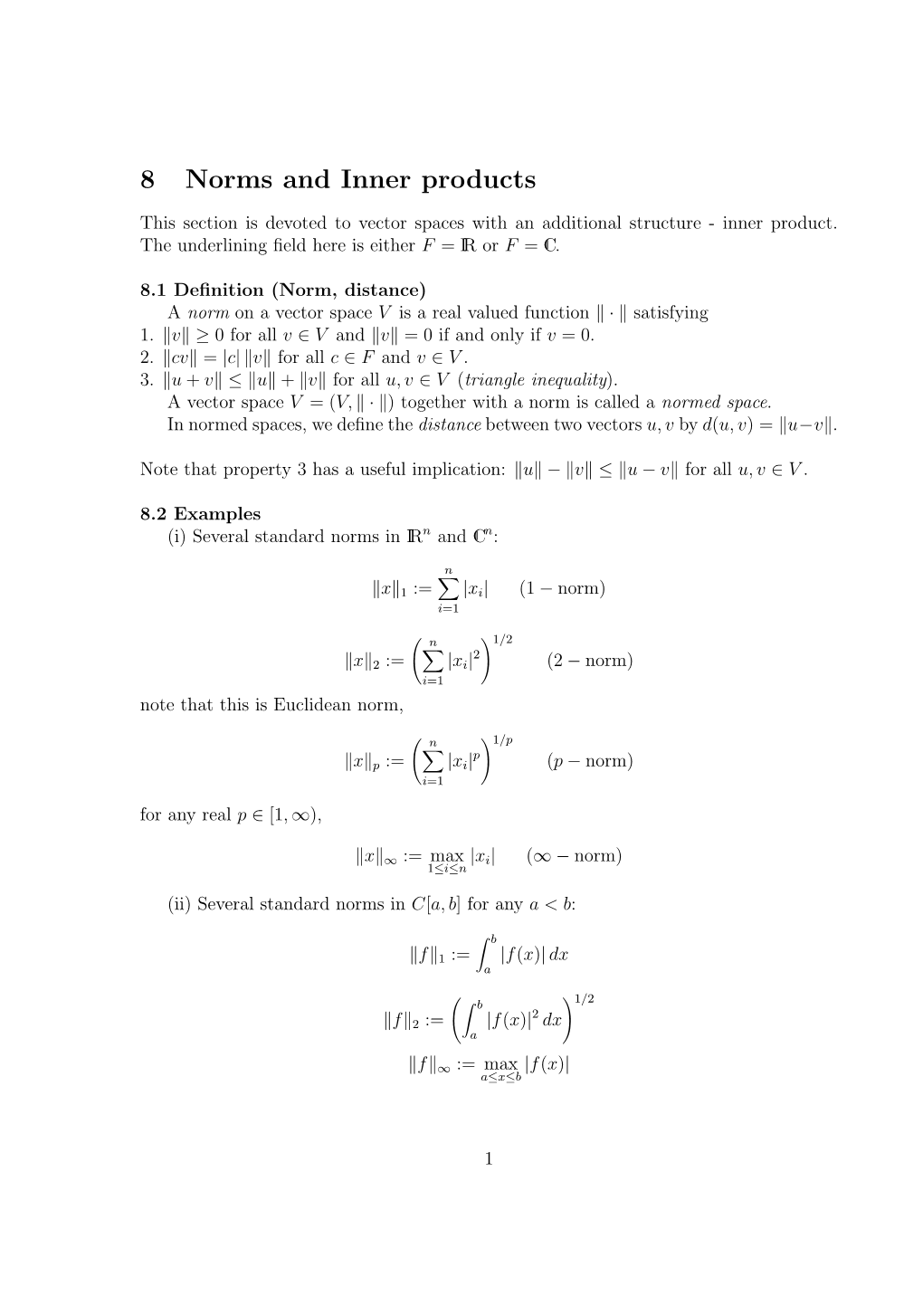 8 Norms and Inner Products