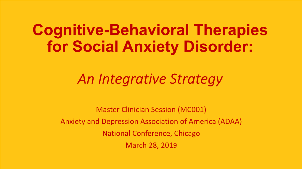 CBT for Social Anxiety Powerpoint-B 3-28-19