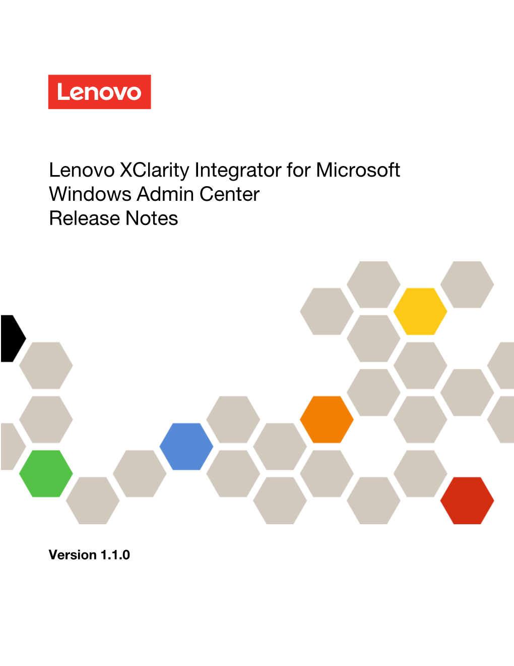 Lenovo Xclarity Integrator for Microsoft Windows Admin Center Release Notes