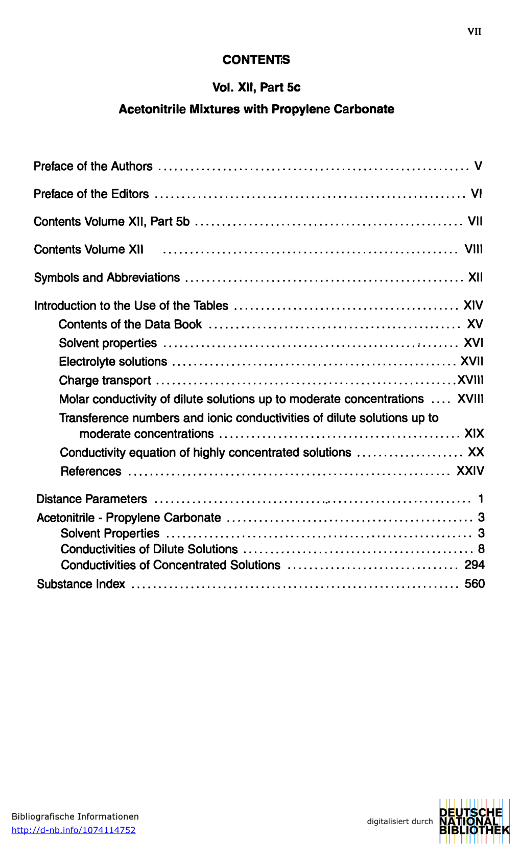 CONTENTS Vol. XII, Part 5C Acetonitrile Mixtures with Propylene