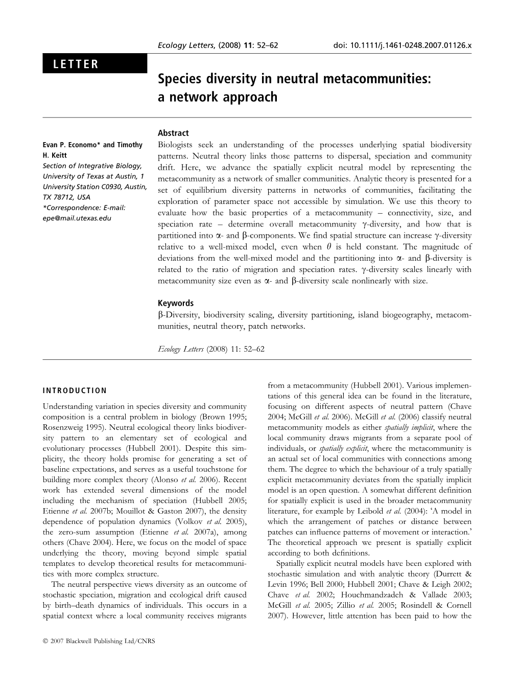 Species Diversity in Neutral Metacommunities: a Network Approach
