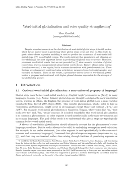 Word-Initial Glottalization and Voice Quality Strengthening∗