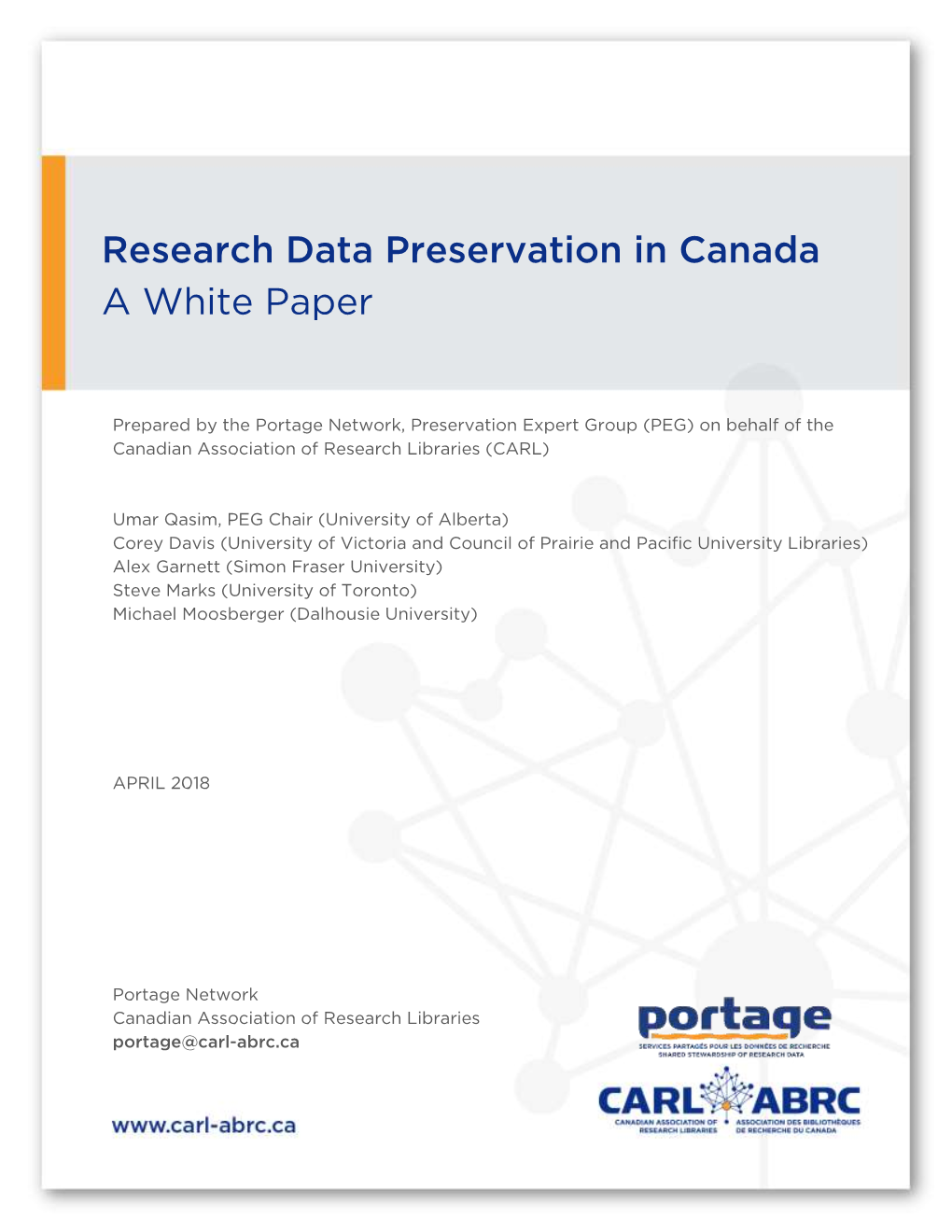 Research Data Preservation in Canada a White Paper