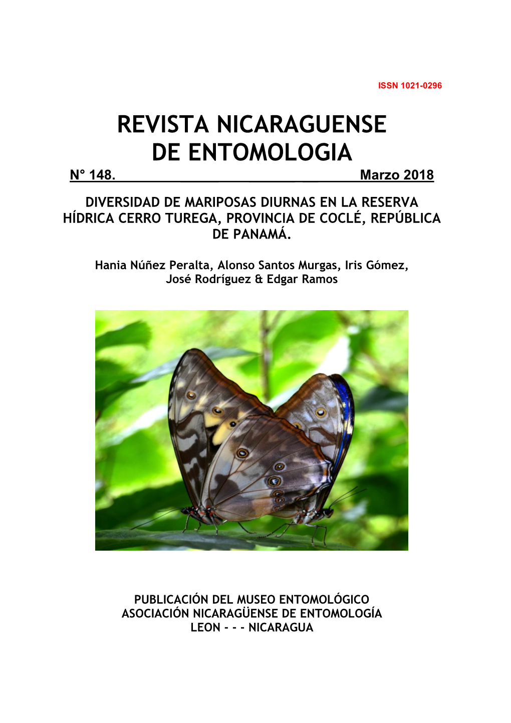 Revista Nicaragüense De Entomología. Número 148. 2018