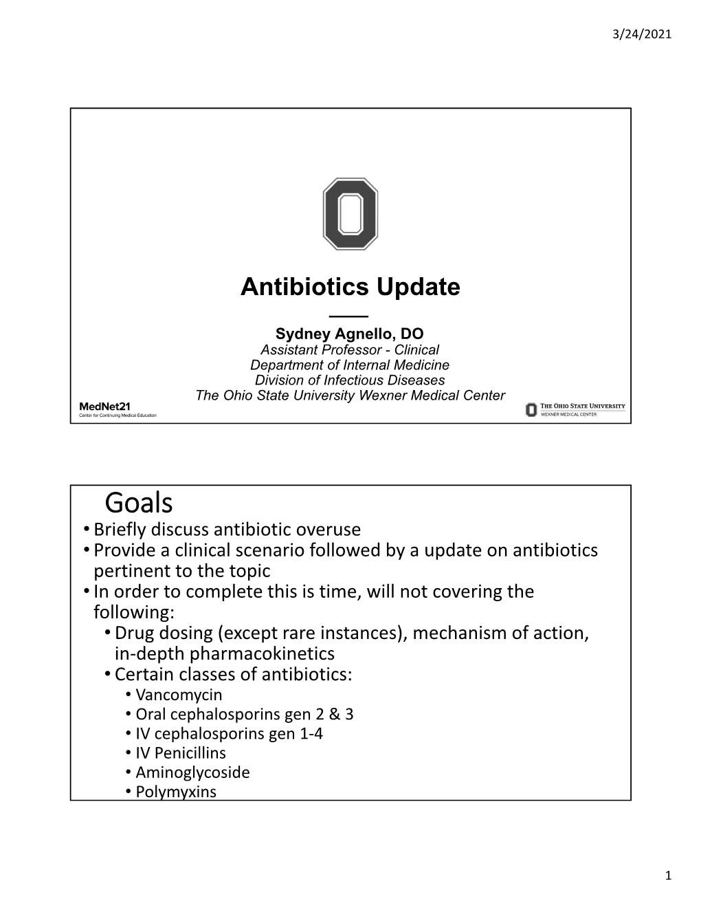 Antibiotics Update