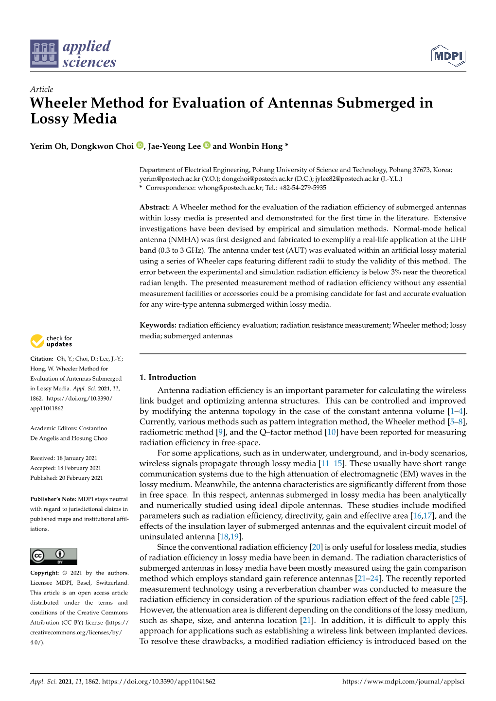 Wheeler Method for Evaluation of Antennas Submerged in Lossy Media