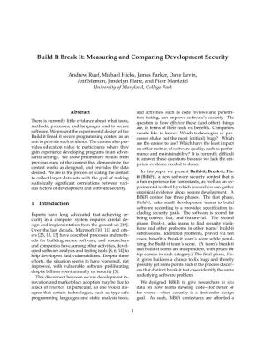 Build It Break It: Measuring and Comparing Development Security