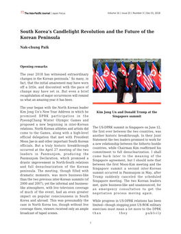 South Korea's Candlelight Revolution and the Future of the Korean