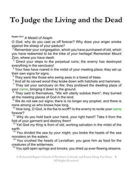 To Judge the Living and the Dead