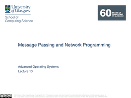 Message Passing and Network Programming