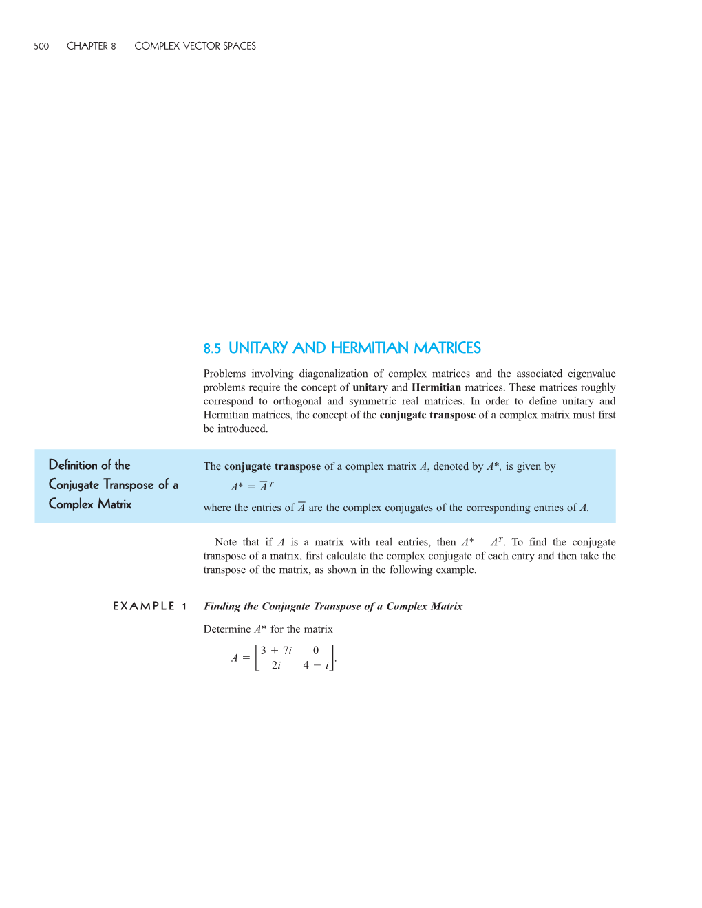 8.5 Unitary and Hermitian Matrices